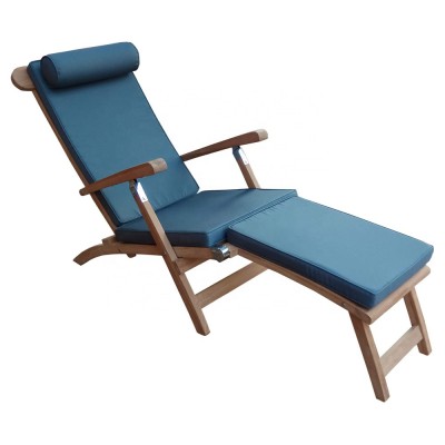 Sun Lounger Chaise Steamer Cushion Wooden Bali Modern Outdoor Bed Garden Furniture otherhomefurniture