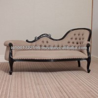 Mahogany Wood Carved Ornate Chaise Longue Sofa Black Finish Indonesia Furniture otherhomefurniture