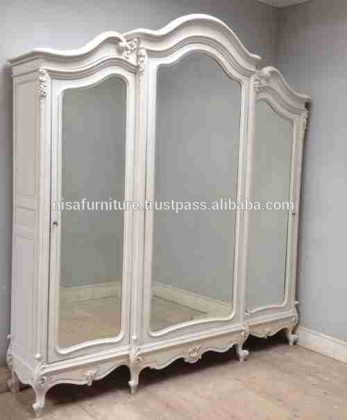 Antique French Wardrobe 3 Doors with mirror for bedroom furniture