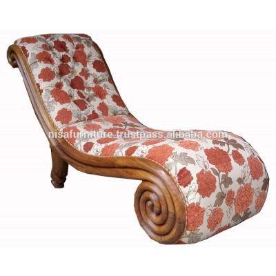 Coaster Chaise Lounge with Fabric and Solid Teak Wood Base otherhomefurniture